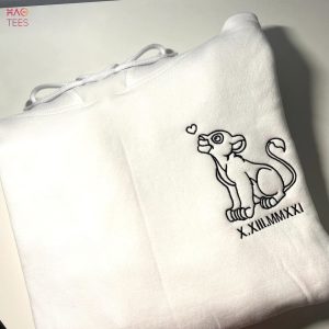 Simba And Nala Couple Embroidered Custom Cartoon Characters Embroidered Personalized Valentine’s Day Shirt