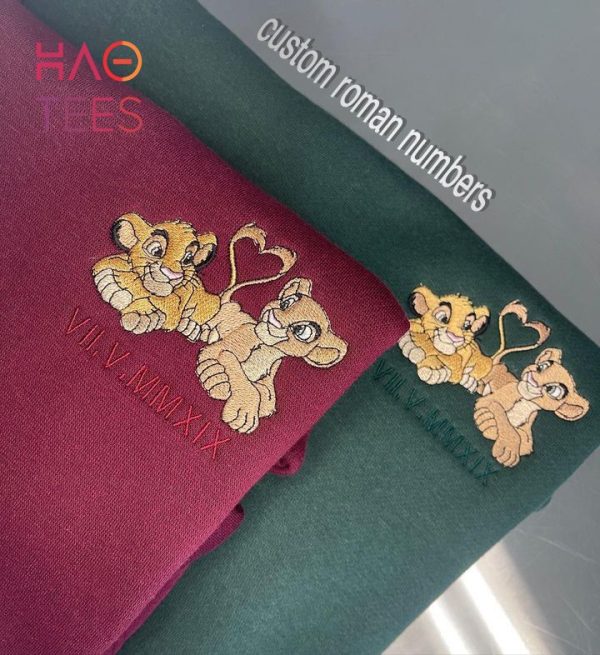 Simba and Nala Embroidered Personalized Couple Valentine’s Day Embroidered Shirt