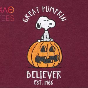 Snoopy Dog Halloween Embroidered Pumpkin Great Believer est 1966 Unisex Youth Tee Shirt Snoopy Dog Halloween Embroidered Pumpkin Great Believer est 1966 Unisex Youth Tee Shirt