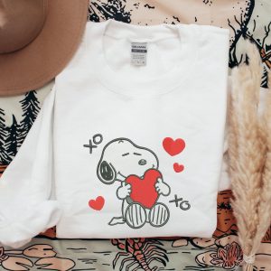 Snoopy Embroidered Crewneck Embroidered Hanukkah Present Holiday Gift Shirt