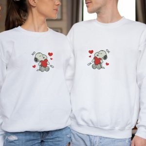 Snoopy Love Embroidery Valentine?s Day Gift Shirt