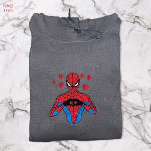 Spiderman Heart Embroidered Crewneck Marvel Inspired Embroidery Crewneck Shirt