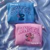 Stitch and Angel Couples Embroidered Lilo & Stitch Couple Personalised Embroidery Anniversary Christmas Gift Shirt