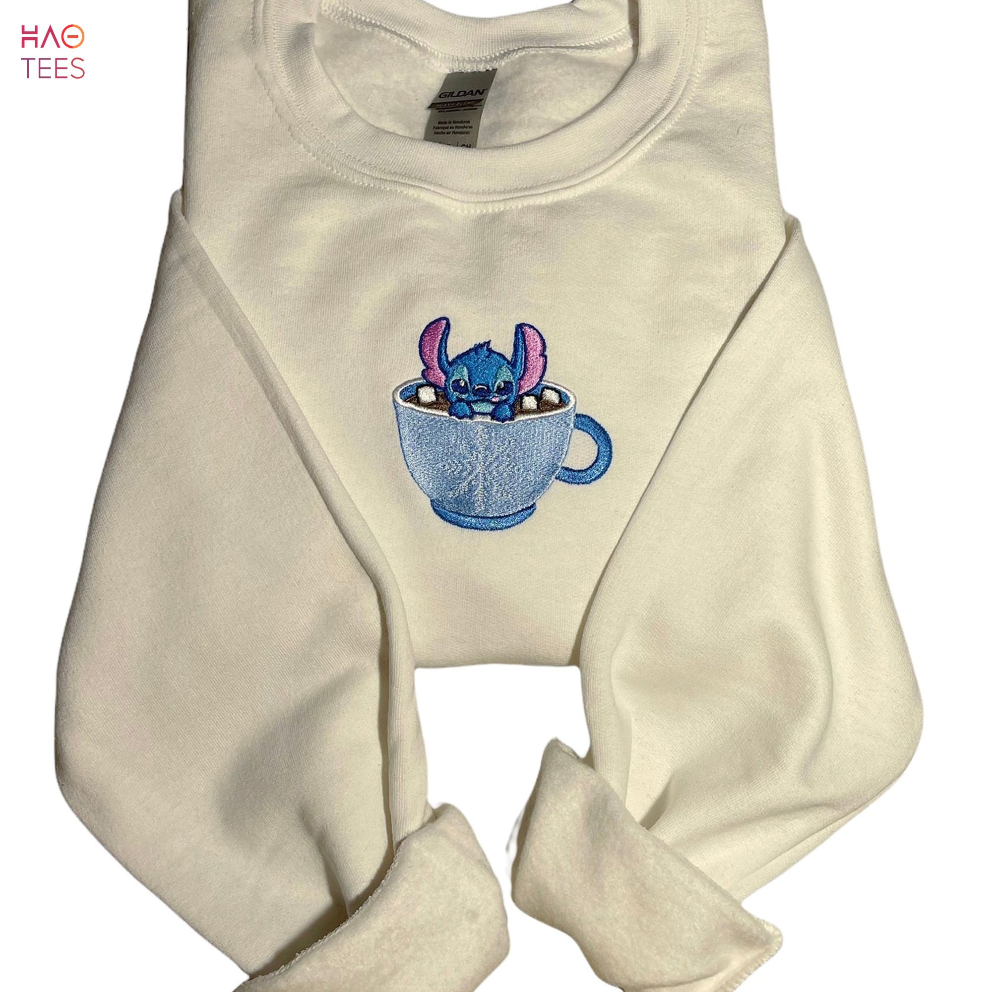 Stitch Hot Chocolate Embroidered Trening Y2K Cartoon Embroidered Crewneck Christmas Embroidery Shirt - TF81 Stitch Hot Chocolate Embroidered Trening Y2K Cartoon Embroidered Crewneck Christmas Embroidery Shirt - TF81