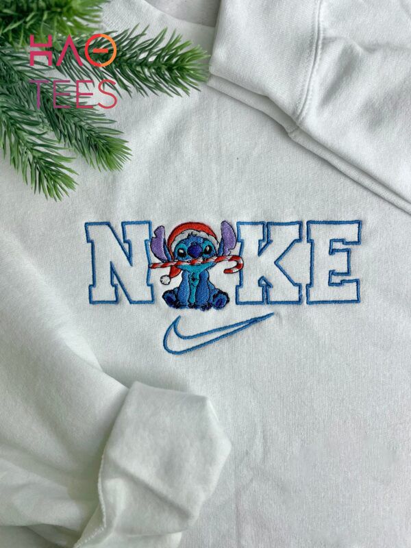 Stitch Nike Christmas Embroidered Tee Shirt Luxury Store