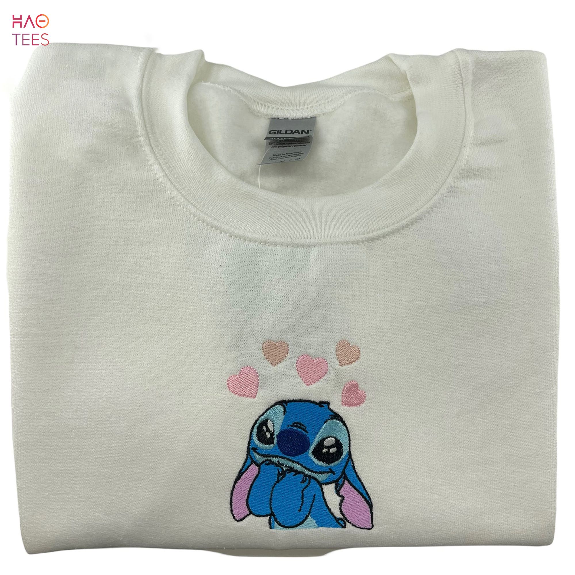 Stitch With Heart Embroidered Custom Embroidered Cartoon Embroidered Shirt Stitch With Heart Embroidered Custom Embroidered Cartoon Embroidered Shirt