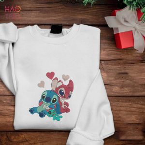 Stitch x Angel Couple Embroidered Couple Cartoon Embroidered Anniversary Matching Items For Gift Valentine’s Day Shirt