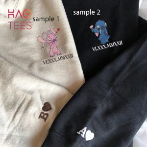 Stitch x Angel Embroidered Couple Embroidered Anniversary Embroidered Couple Matching Clothes Shirt – RI51