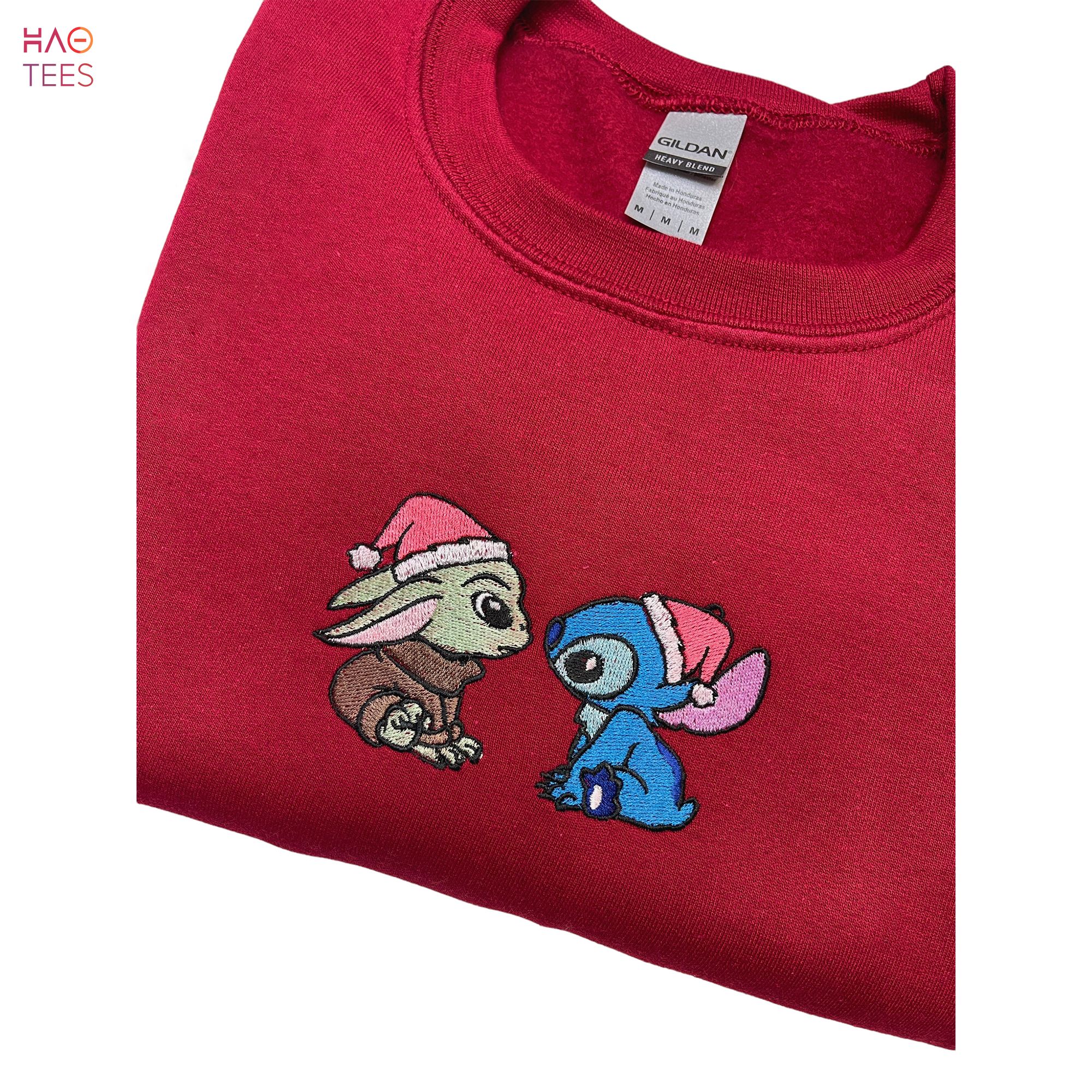 Stitch x Baby Yoda Christmas Embroidered Christmas Embroidered Shirt