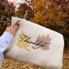 Thankful Embroidered Leopard Pumpkin Thankful Tee Thanksgiving Fall Shirt