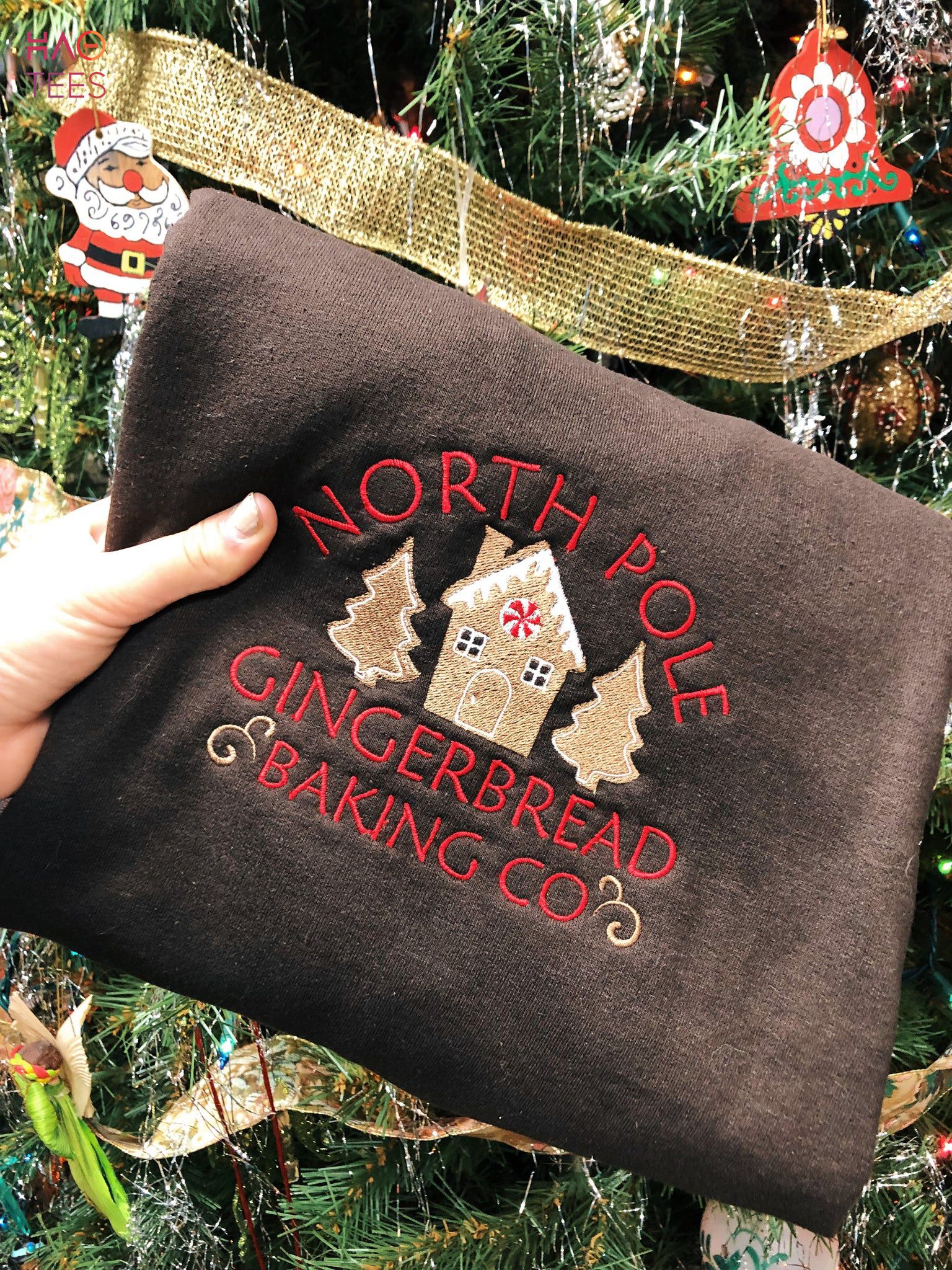 The North Pole Embroidery Vintage Christmas Unisex Premium Quality Shirt The North Pole Embroidery Vintage Christmas Unisex Premium Quality Shirt
