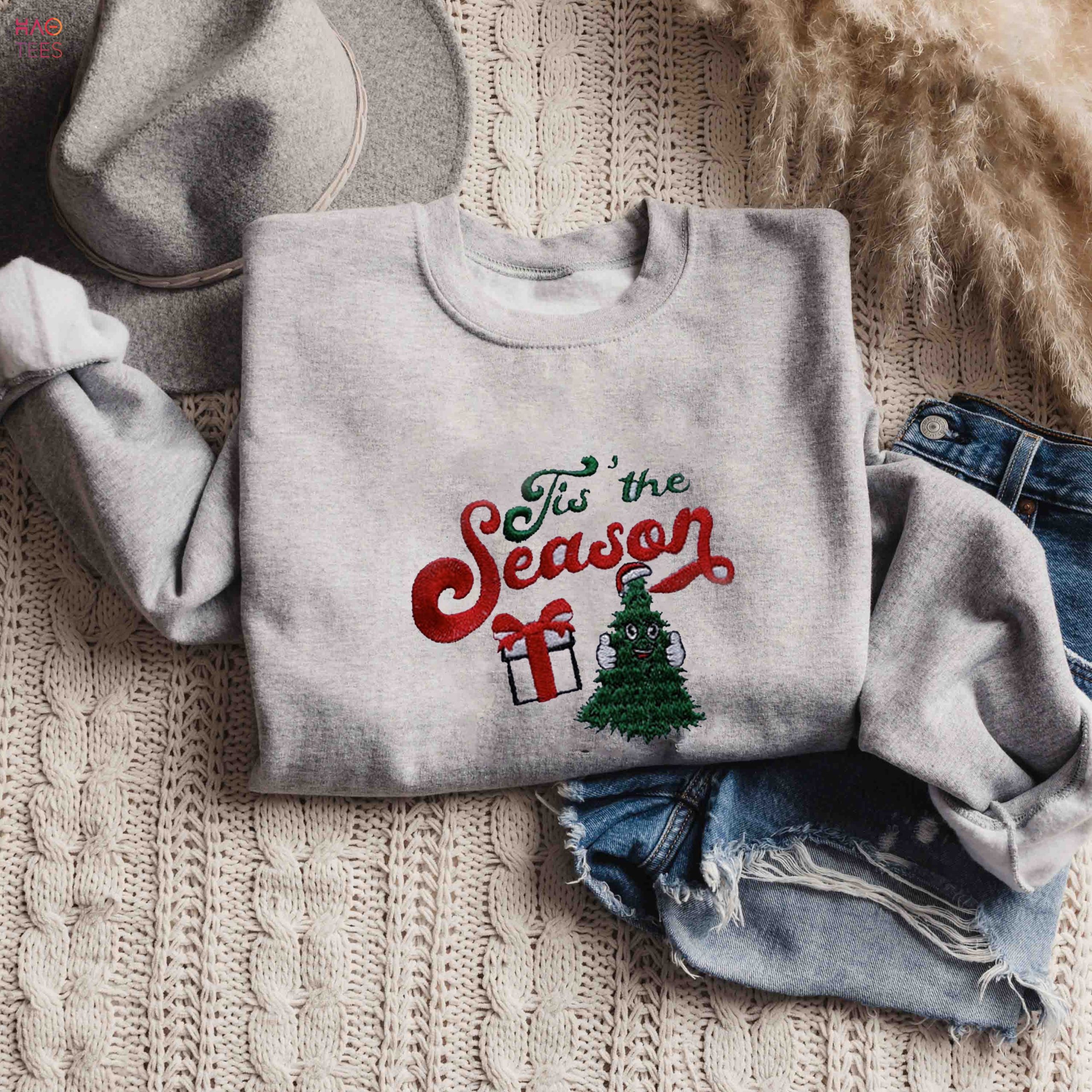 Tis The Season Embroidered Crewneck Shirt Tis The Season Embroidered Crewneck Shirt