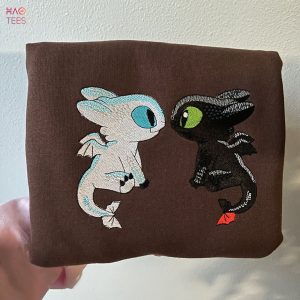 Toothless Night Fury Light Fury Dragon Couple Embroidered Shirt