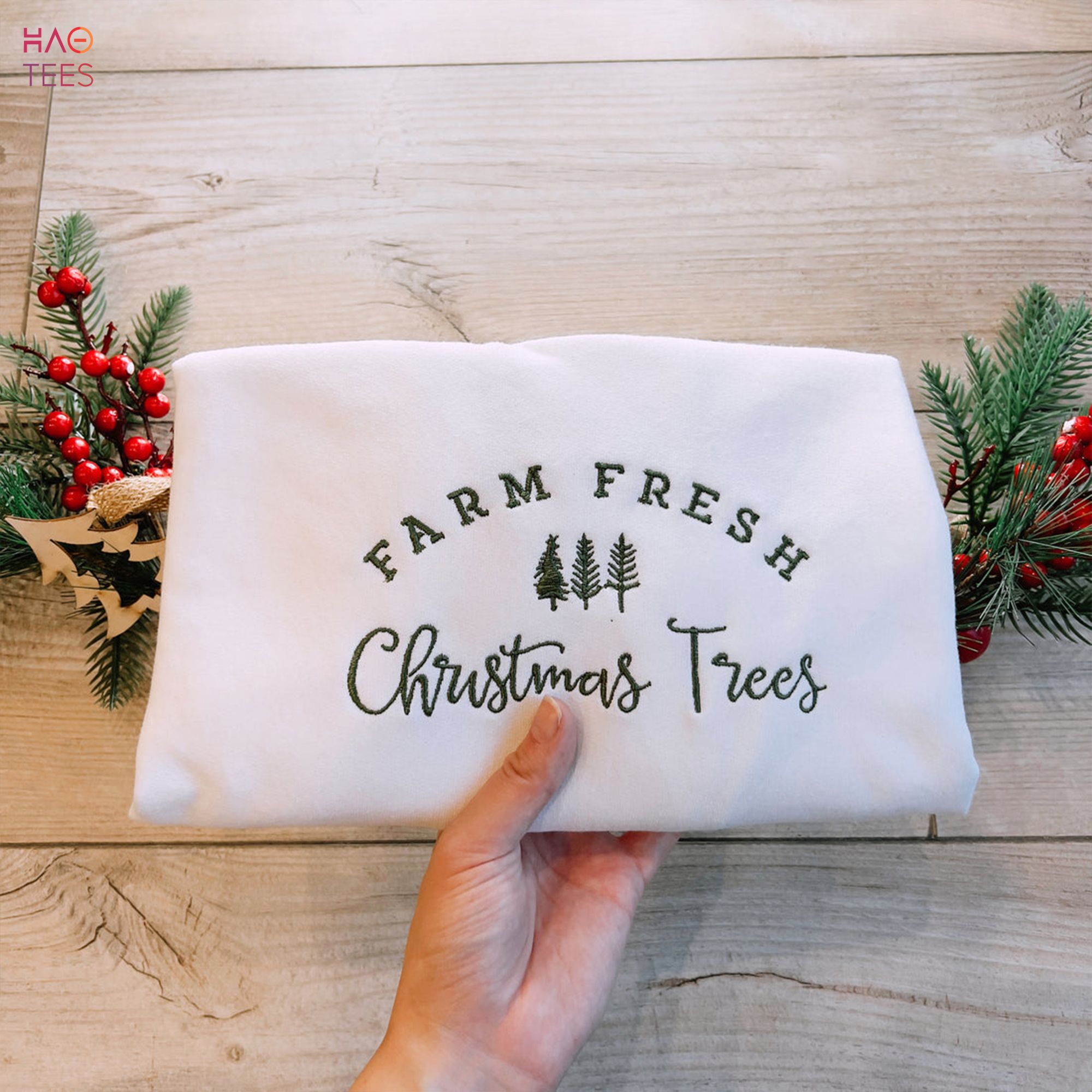 Vintage Christmas Tree Farm Embroidered Crewneck Merry Christmas Santa Gift Shirt Vintage Christmas Tree Farm Embroidered Crewneck Merry Christmas Santa Gift Shirt