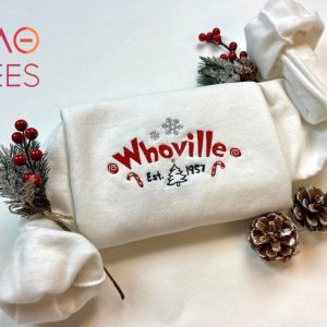Whoville Embroidered Christmas Santa Claus Crewneck Whoville Sweater The Grinch Grinch Sweatshirt Whoville University Grinch Christmas Shirt