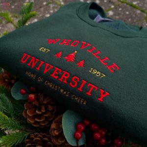Whoville University Embroidered Christmas Crewneck Shirt