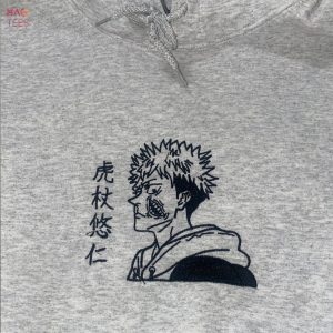 Yu Ji Itadori Inspired Embroidered Anime Crewneck Anime Shirt