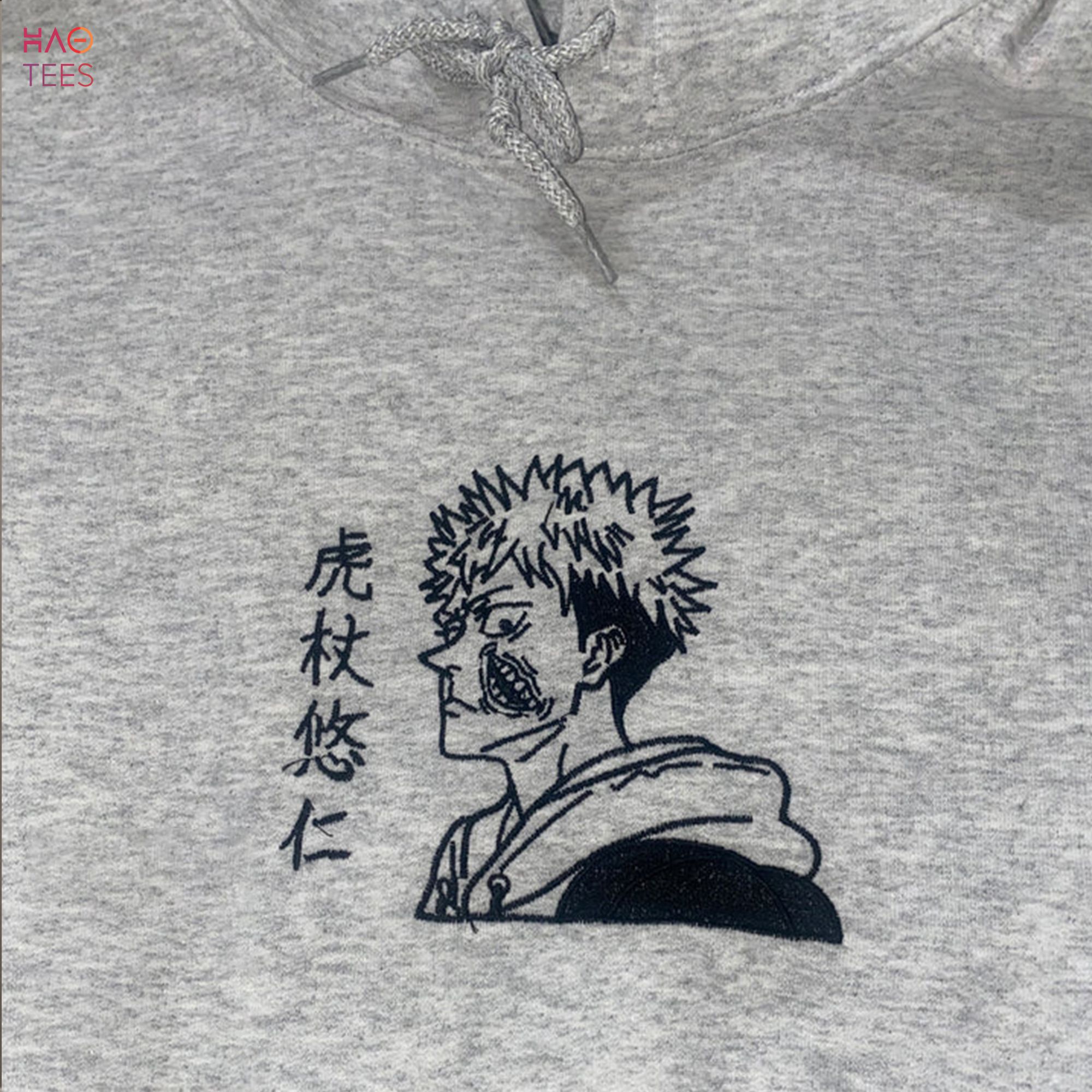 Yu Ji Itadori Inspired Embroidered Anime Crewneck Anime Shirt Yu Ji Itadori Inspired Embroidered Anime Crewneck Anime Shirt