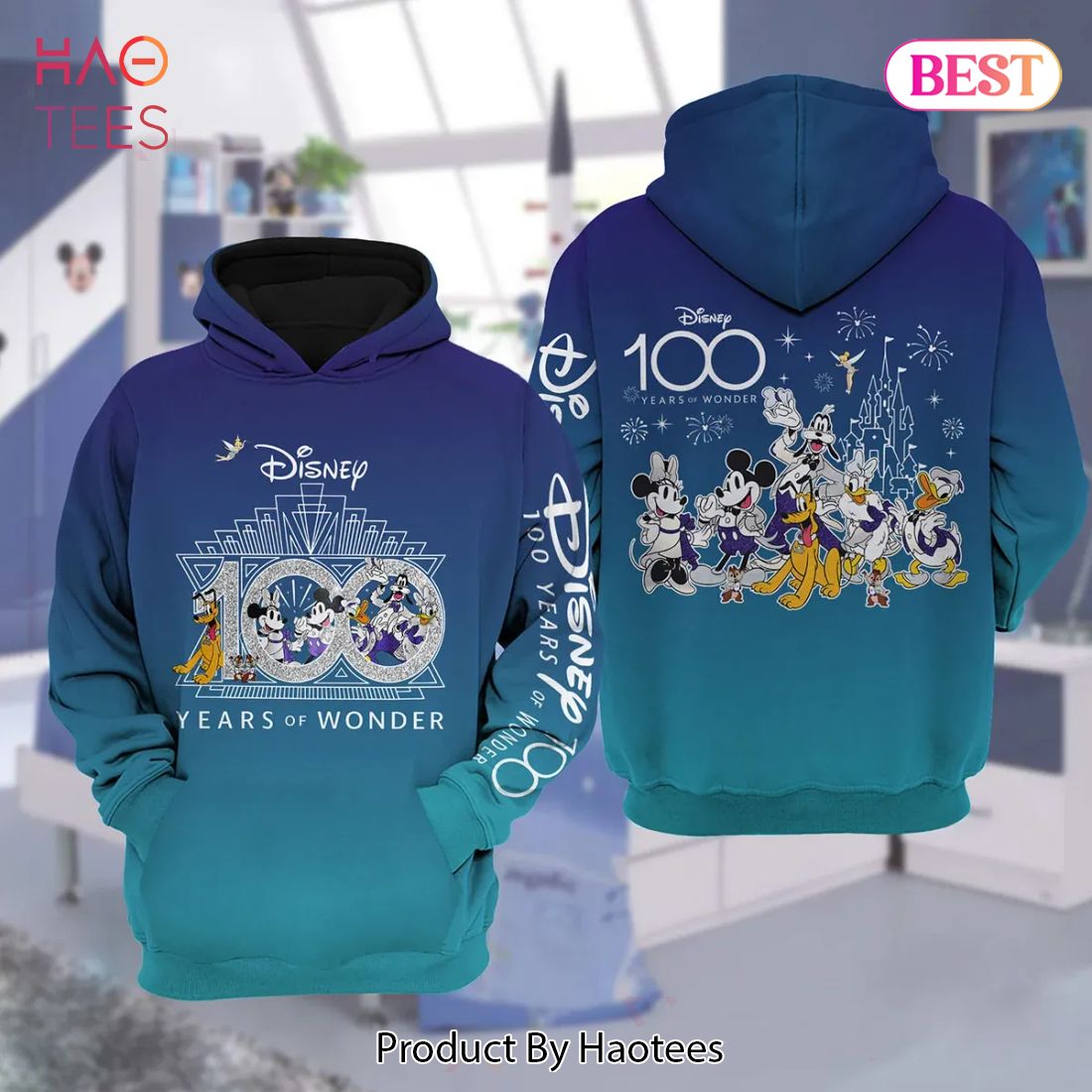 Disney 100 Years of Wonder Blue Unisex Hoodie Luxury Brand Clothing Special Gift Outfit For Men Women