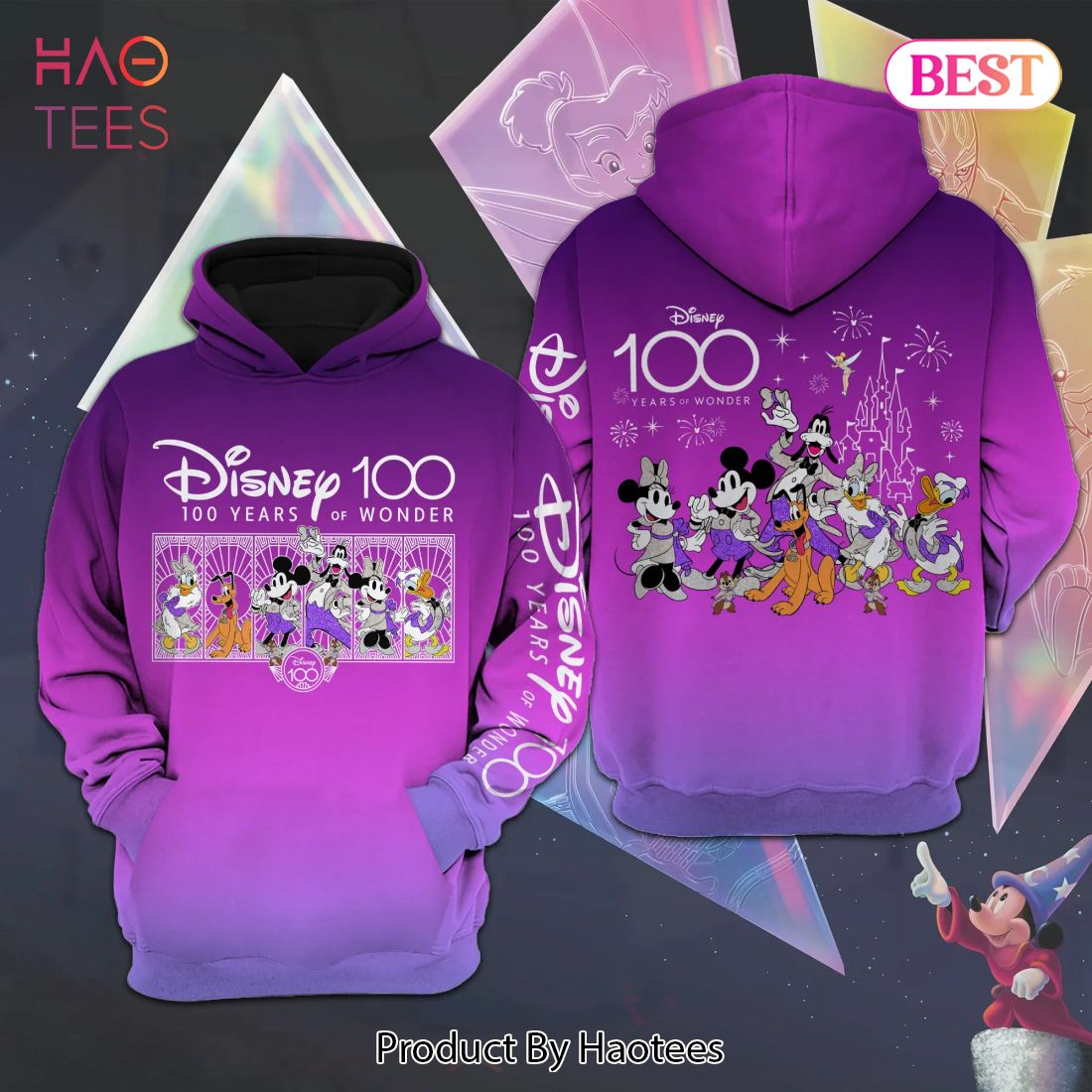 Disney 100 Years Purple Unisex Hoodie Luxury Brand Clothing Special Gift Outfit For Men Women