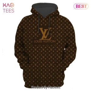 Fashion Luxury Brand LV Louis Vuitton Brown Monogram Unisex Hoodie For Men Women