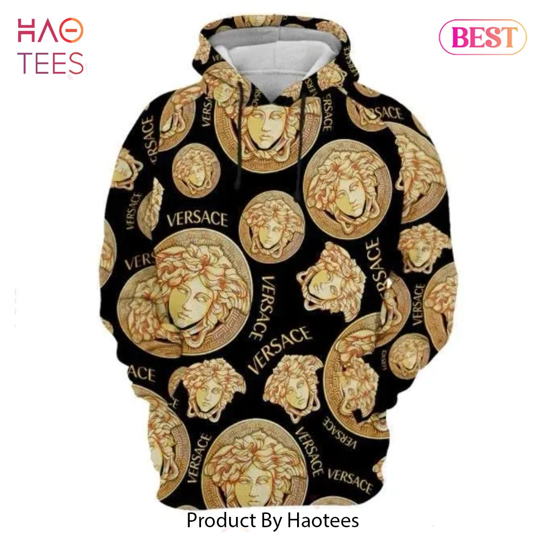 BEST FASHION] Gianni Versace Gold Unisex Hoodie For Men Women Luxury Brand Clothing  Clothes Outfit New