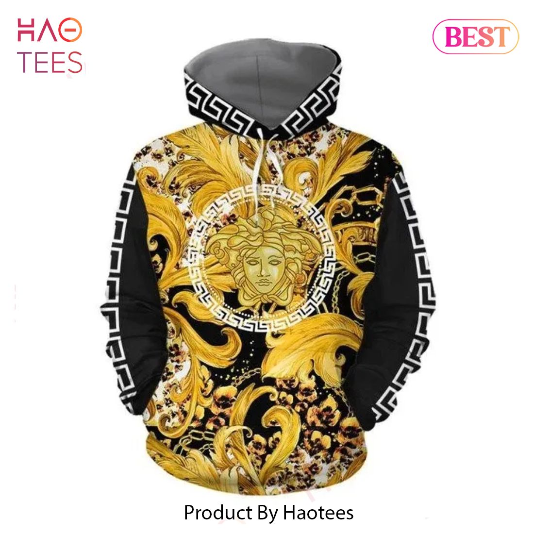 BEST FASHION] Gianni Versace Black Gold Unisex Hoodie For Men Women Luxury  Brand Clothing Clothes Outfit