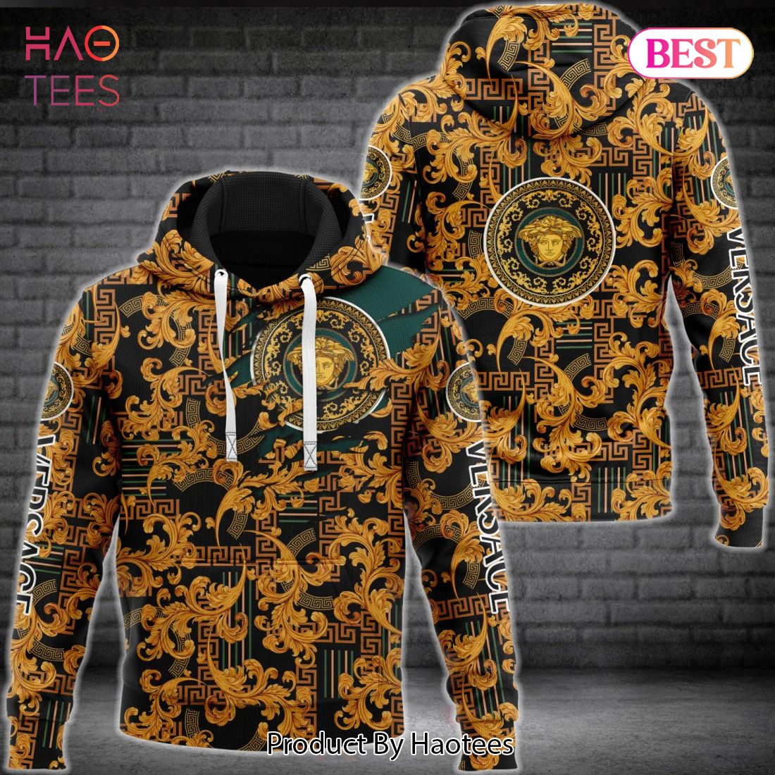 Gianni Versace Gold Unisex Hoodie For Men Women Luxury Brand Clothing  Clothes Outfit