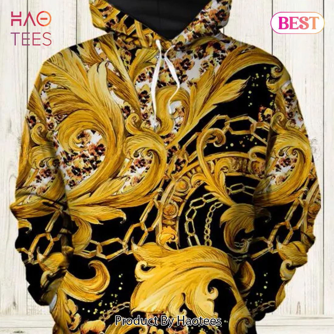 Gianni Versace Gold Unisex Hoodie For Men Women Luxury Brand