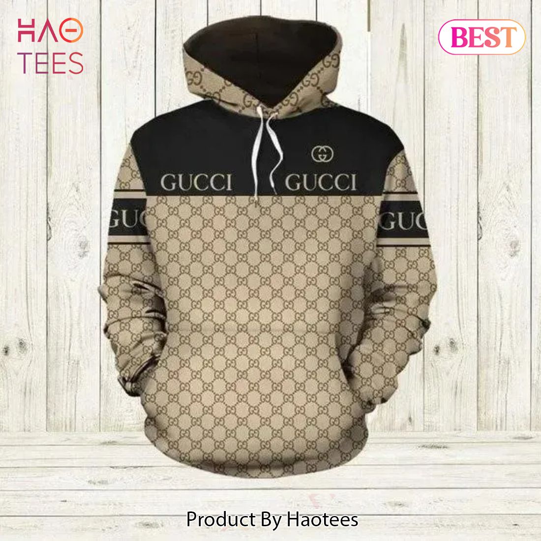 Gucci Black Brown Unisex Hoodie Gucci Logo Hoodie For Men Women
