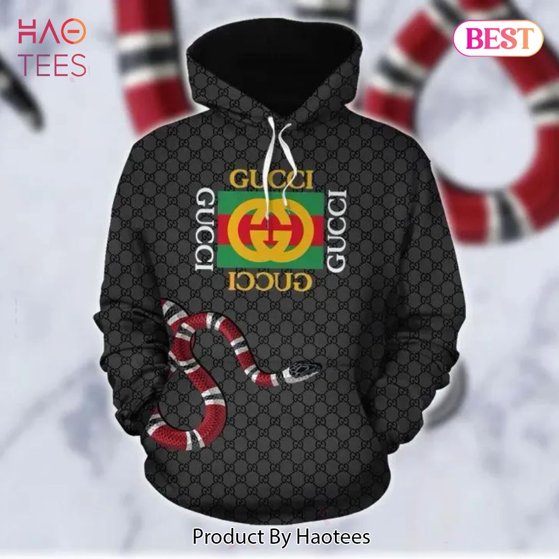Amazing Gucci King Snake X Supreme Unisex Hoodie - Gucci Teddy Bear Hoodie,  HD Png Download - kindpng