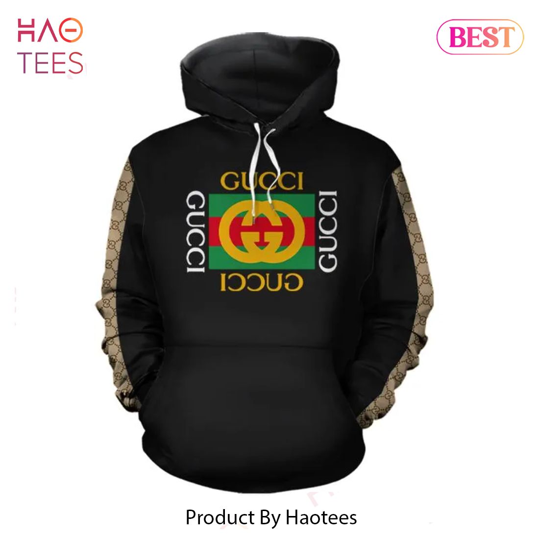 Gucci Black Unisex Hoodie For Men Women Luxury Brand Clothes Outfit