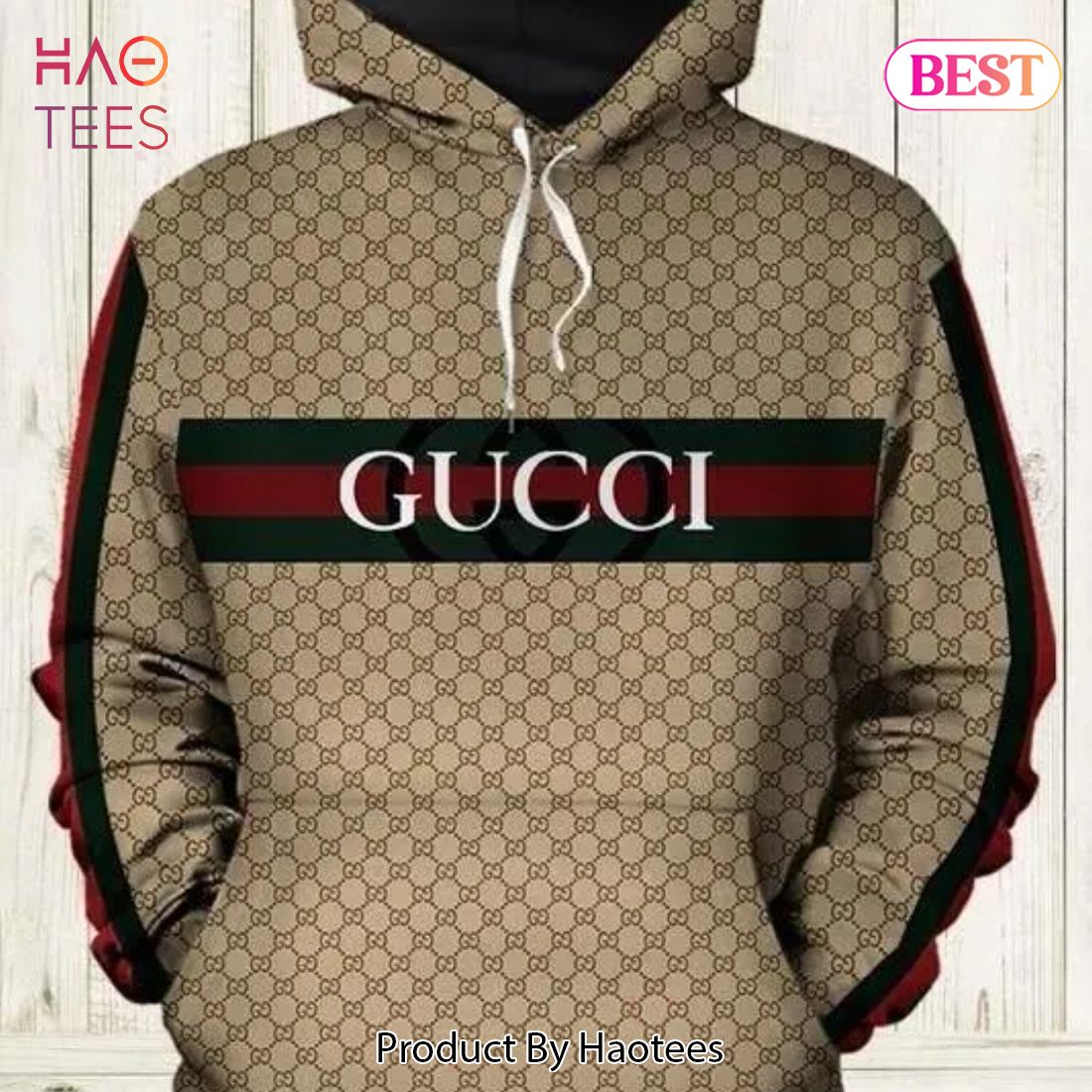 Gucci Brown Stripe Unisex Hoodie Gucci Logo Hoodie For Men Women Luxury Store