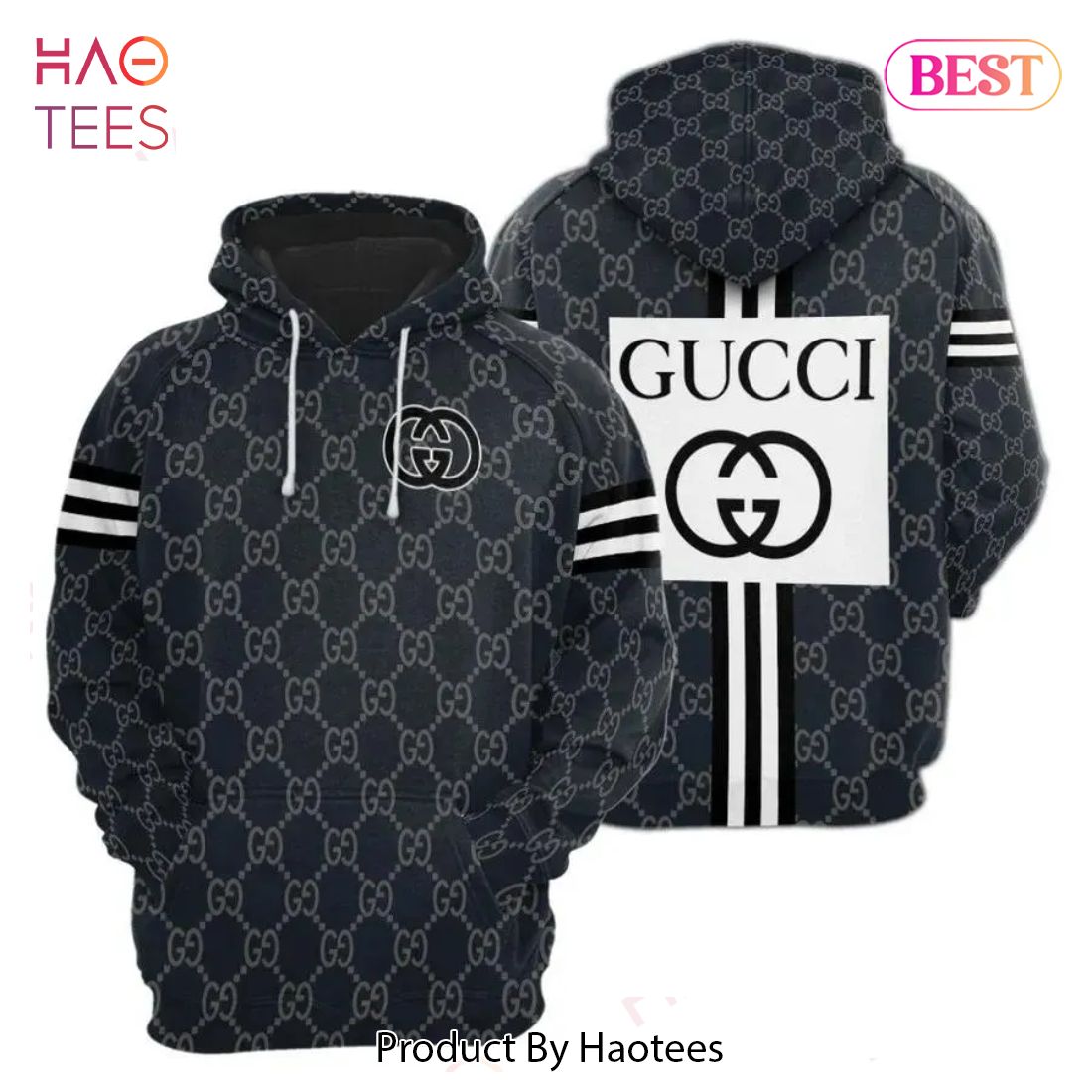 Gucci Navy Unisex Hoodie Gucci Logo Hoodie For Men Women Luxury Store