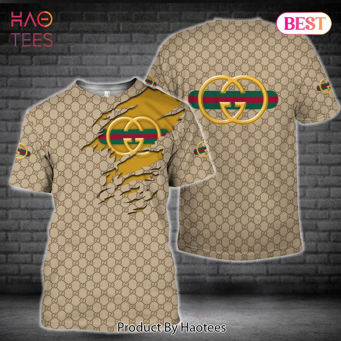 [NEW FASHION] Gucci Beige Premium Luxury Brand T-Shirt Outfit For Men Women Luxury Store