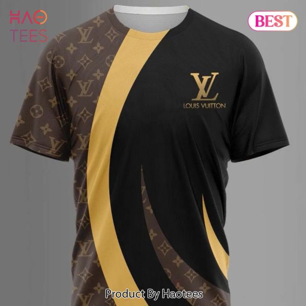 [NEW FASHION] Louis Vuitton Brown Yellow Black Luxury Brand T-Shirt Outfit For Men Women