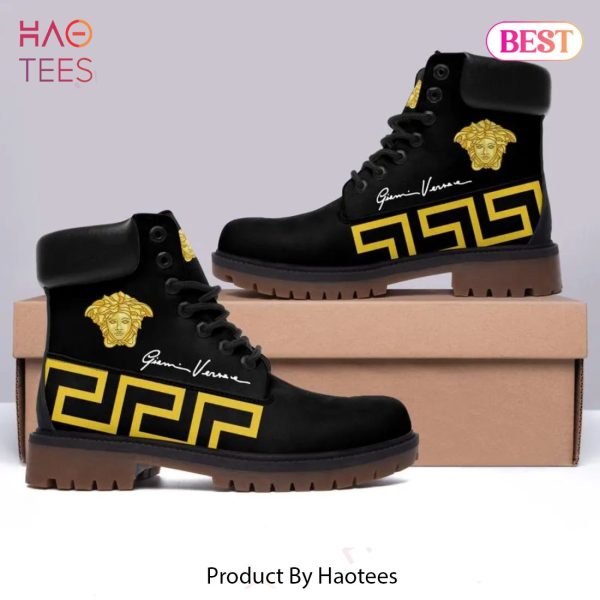 [NEW FASHION] Gianni Versace Medusa Gold Pattern Black Luxury Brand Boots Premium Gifts For Men Women
