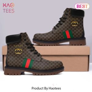 [NEW FASHION] Gucci Golden Logo Brown Luxury Brand Boots Premium Gifts For Men Women