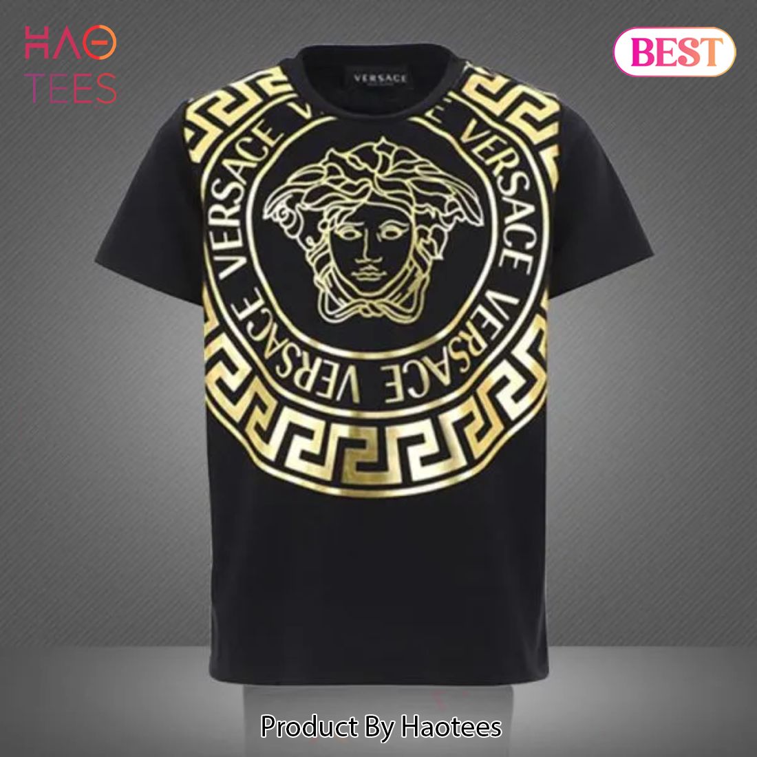 VERSACE T-shirt in black/ gold