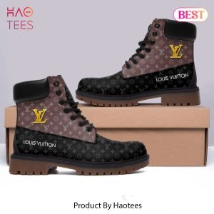 [NEW FASHION] Louis Vuitton Golden Logo Brown Black Luxury Brand Boots Premium Gifts For Men Women