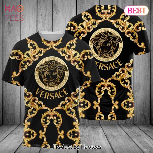 [NEW FASHION] Versace Medusa Golden Pattern Black Luxury Brand Premium T-Shirt Outfit For Men Women