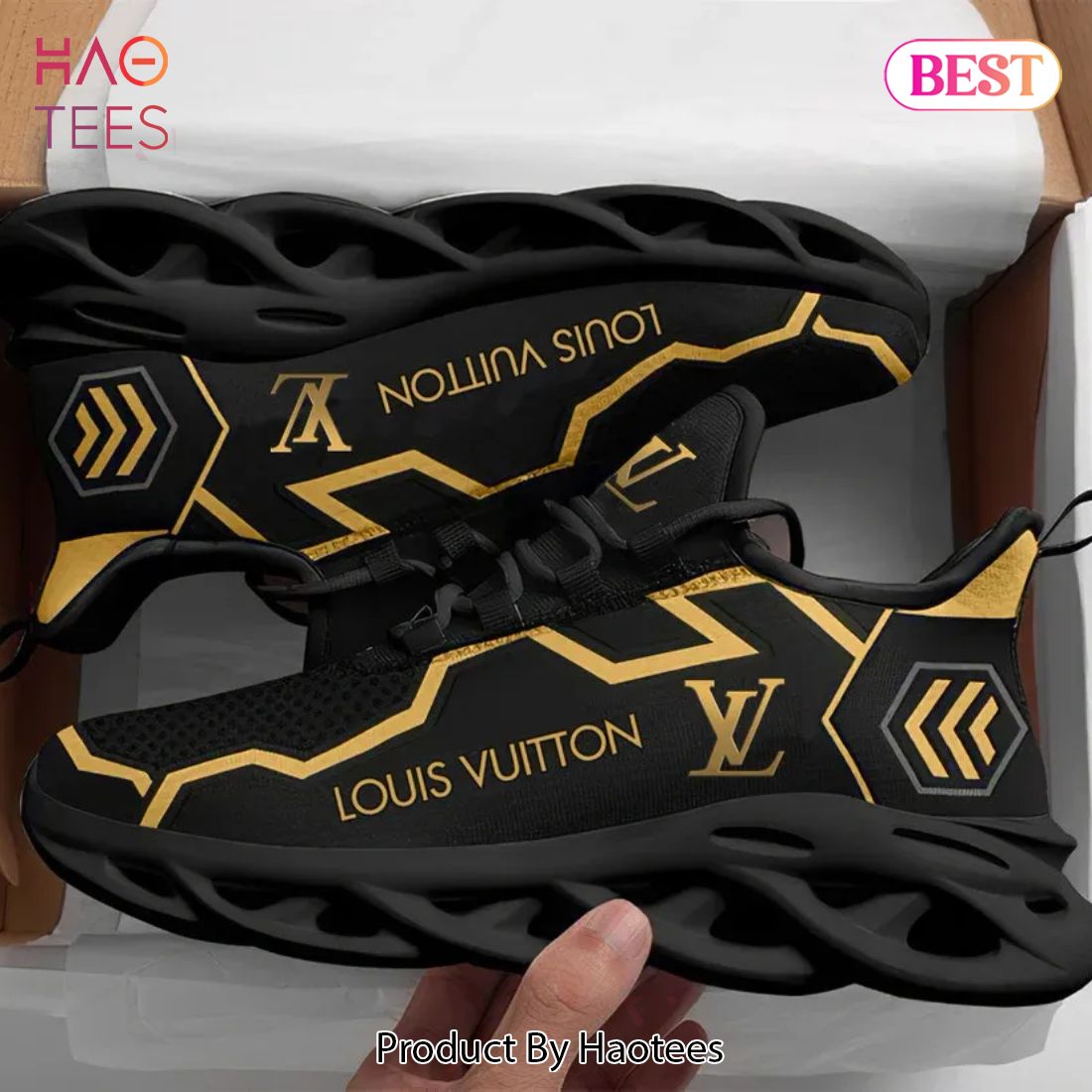 [NEW FASHION] Louis Vuitton Yellow Logo Black Max Soul Shoes Luxury Brand Gifts For Men Women
