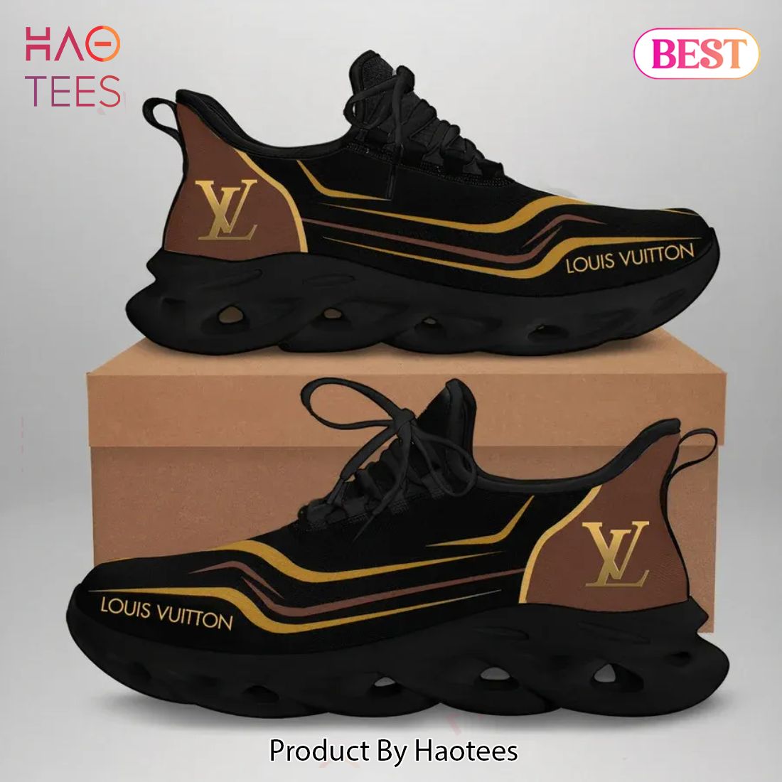 [NEW FASHION] Louis Vuitton Yellow Logo Black Premium Max Soul Shoes Luxury Brand Gifts For Men Women Luxury Store