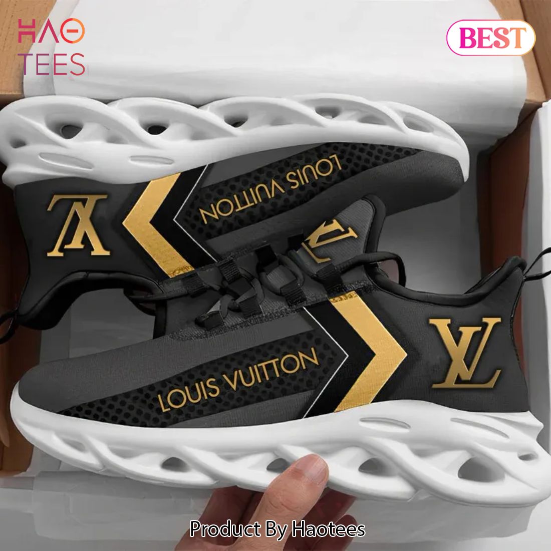 [NEW FASHION] Louis Vuitton Yellow Logo Grey Max Soul Shoes Luxury Brand Gifts For Men Women