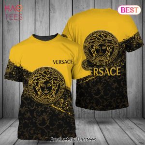 [NEW FASHION] Versace Medusa Pattern Yellow Black Luxury Brand Premium T-Shirt Outfit For Men Women