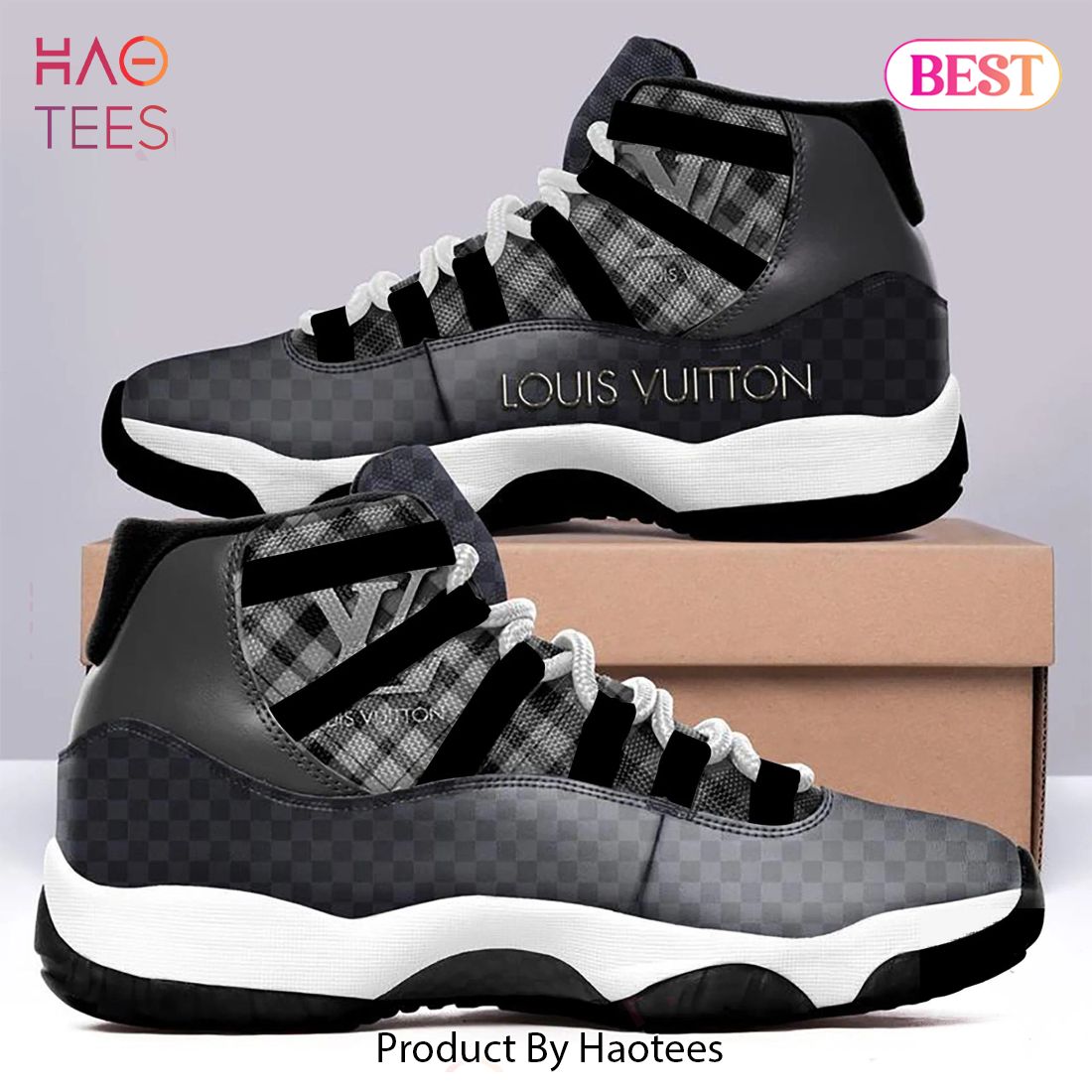 NEW FASHION] Louis Vuitton Black Grey Air Jordan 11 Sneakers Shoes Hot 2023  LV Gifts