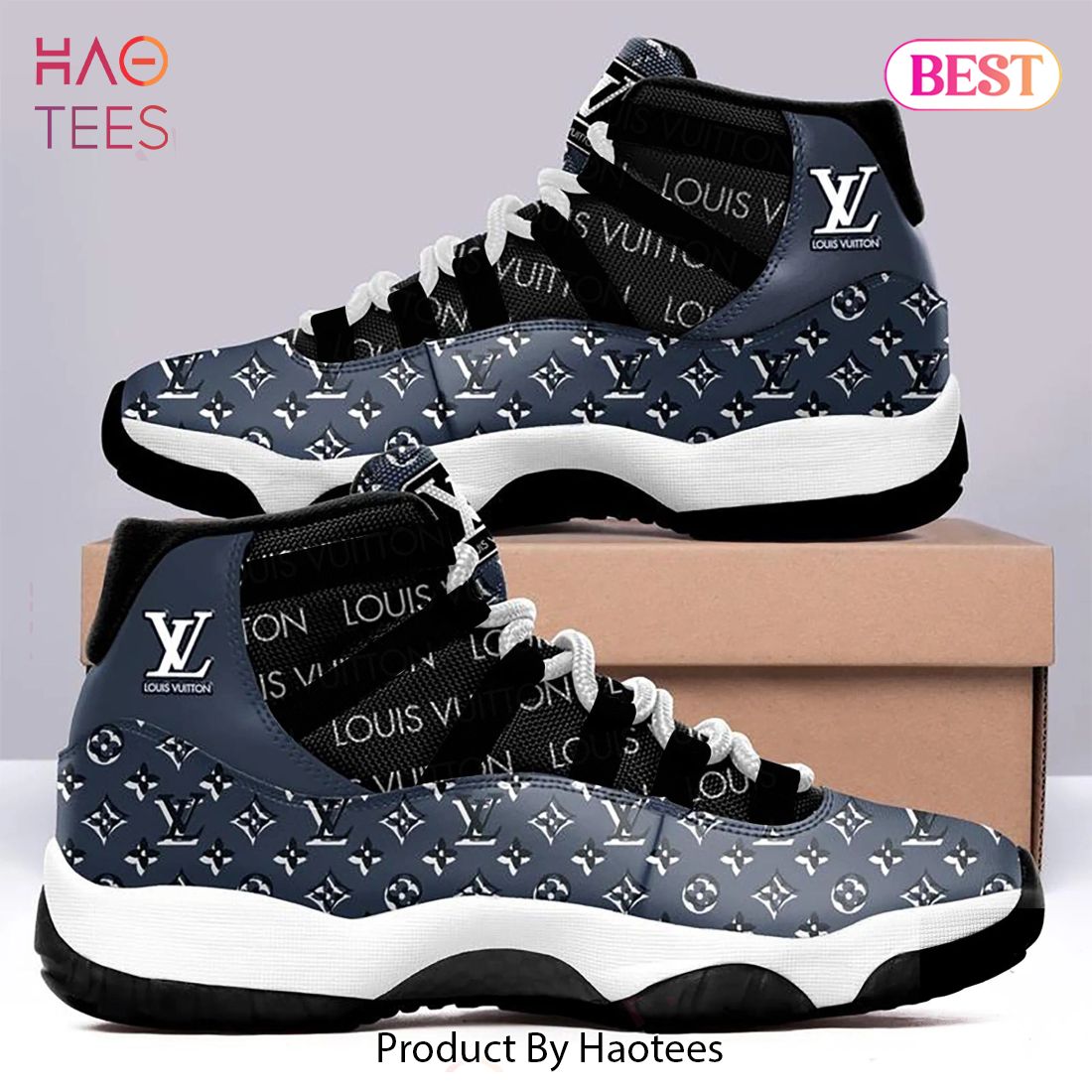 Louis Vuitton Blue Air Jordan 11 Shoes Hot 2022 LV Sneakers Gifts Unisex