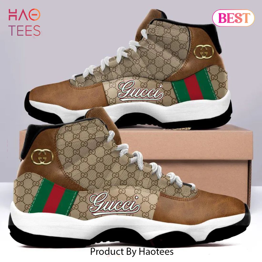 [NEW FASHION] Brown Gucci Air Jordan 11 Sneakers Shoes Hot 2023 Gifts For Men Women