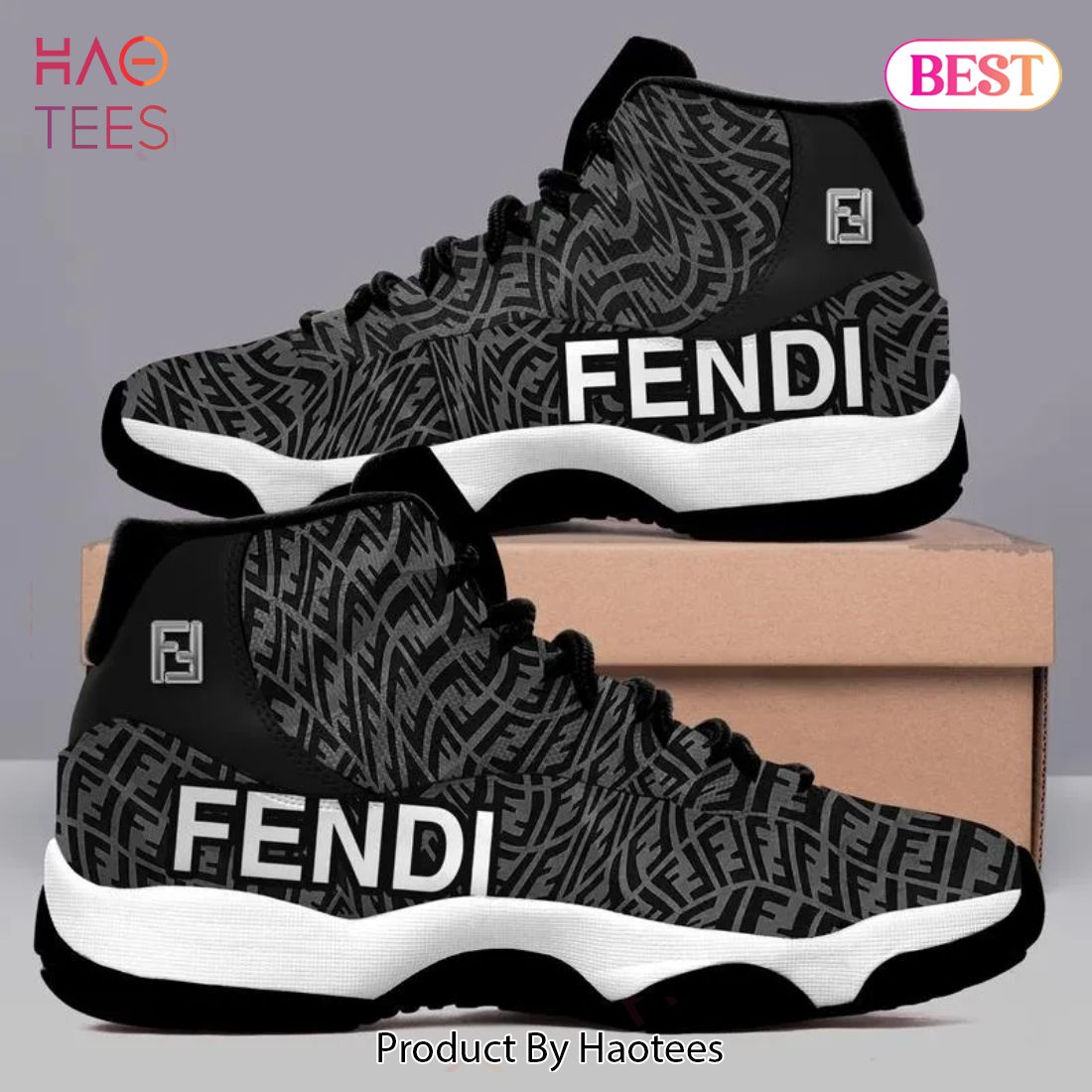 [NEW FASHION] Fendi Black Air Jordan 11 Sneakers Shoes Hot 2023 Gifts For Men Women