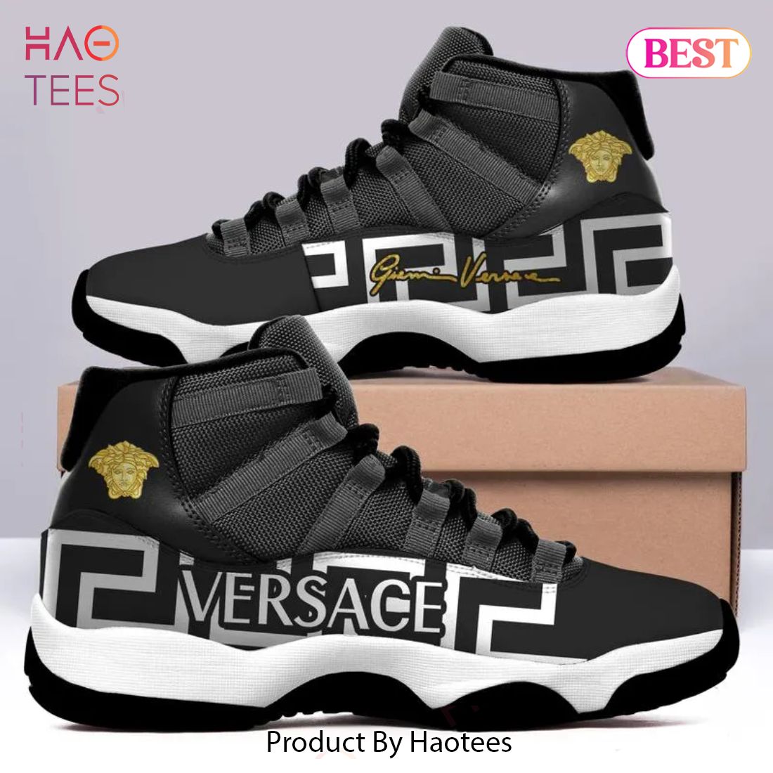 [NEW FASHION] Gianni Versace Air Jordan 11 Sneakers Shoes Black Hot 2023 Gifts For Men Women
